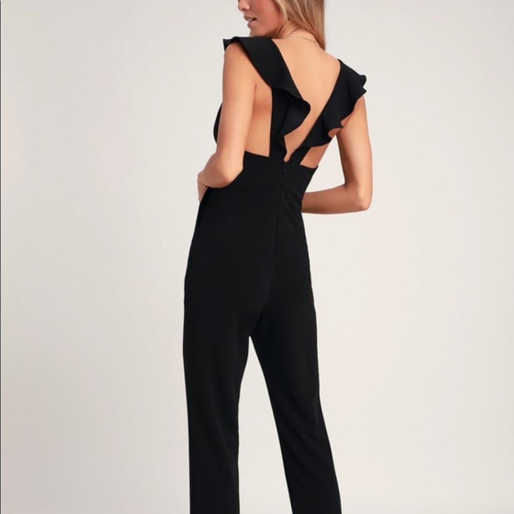 Black Ruffled Jumpsuit - Picture 2 of 2